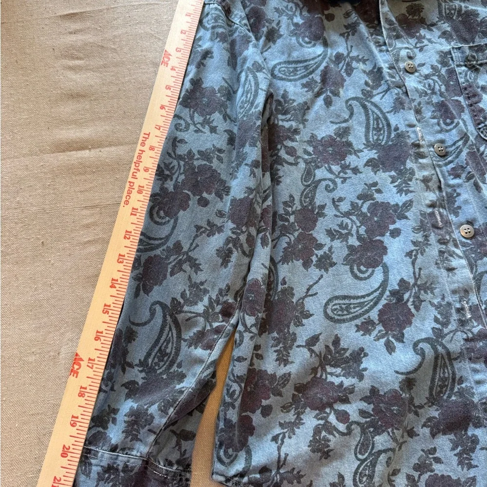 Vintage Pattern Denim Button-Up Shirt - Picture 6 of 9